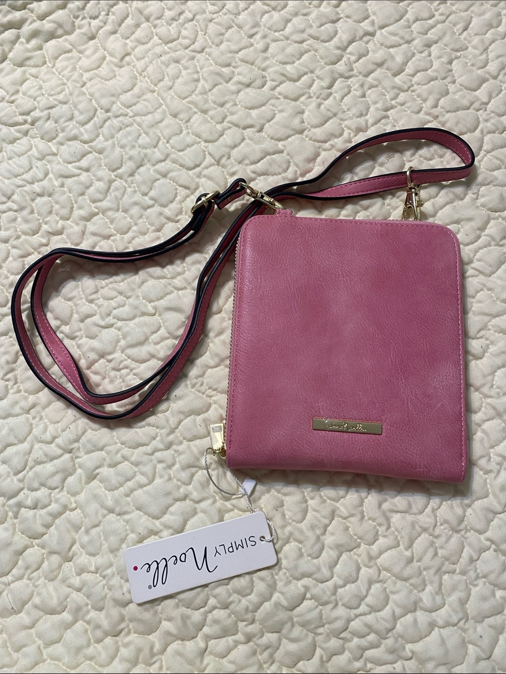 Simply Noelle Rose Pink Crossbody Bag with Gold Hardware